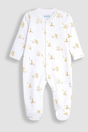 JoJo Maman Bébé Cream Winnie The Pooh Print Sleepsuit & Hat Set - Image 4 of 8