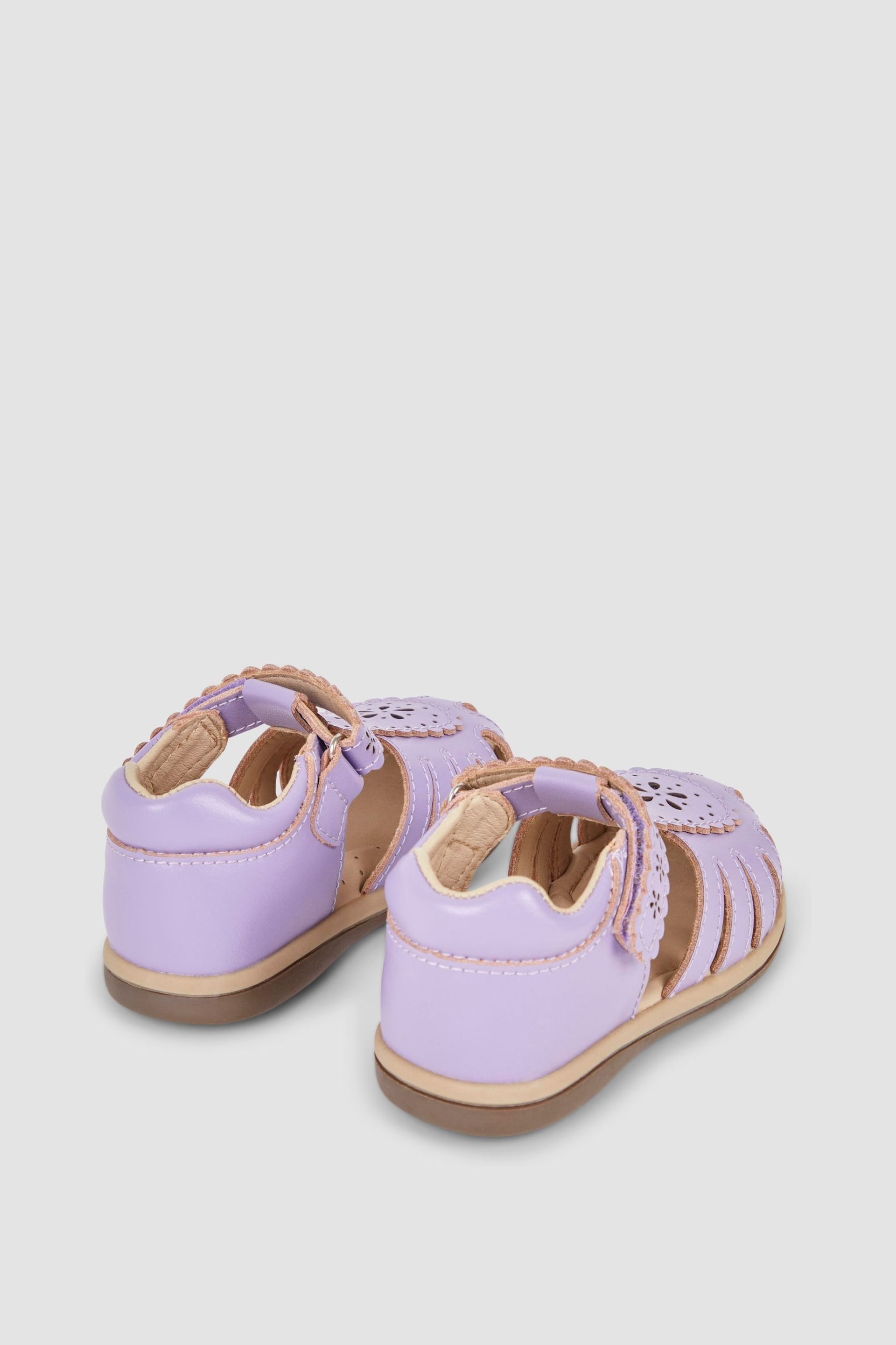 JoJo Maman Bébé Lilac Pretty Leather Closed Toe Sandals - Image 4 of 4