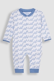 JoJo Maman Bébé Blue Dinosaur Footless Sleepsuit - Image 1 of 3