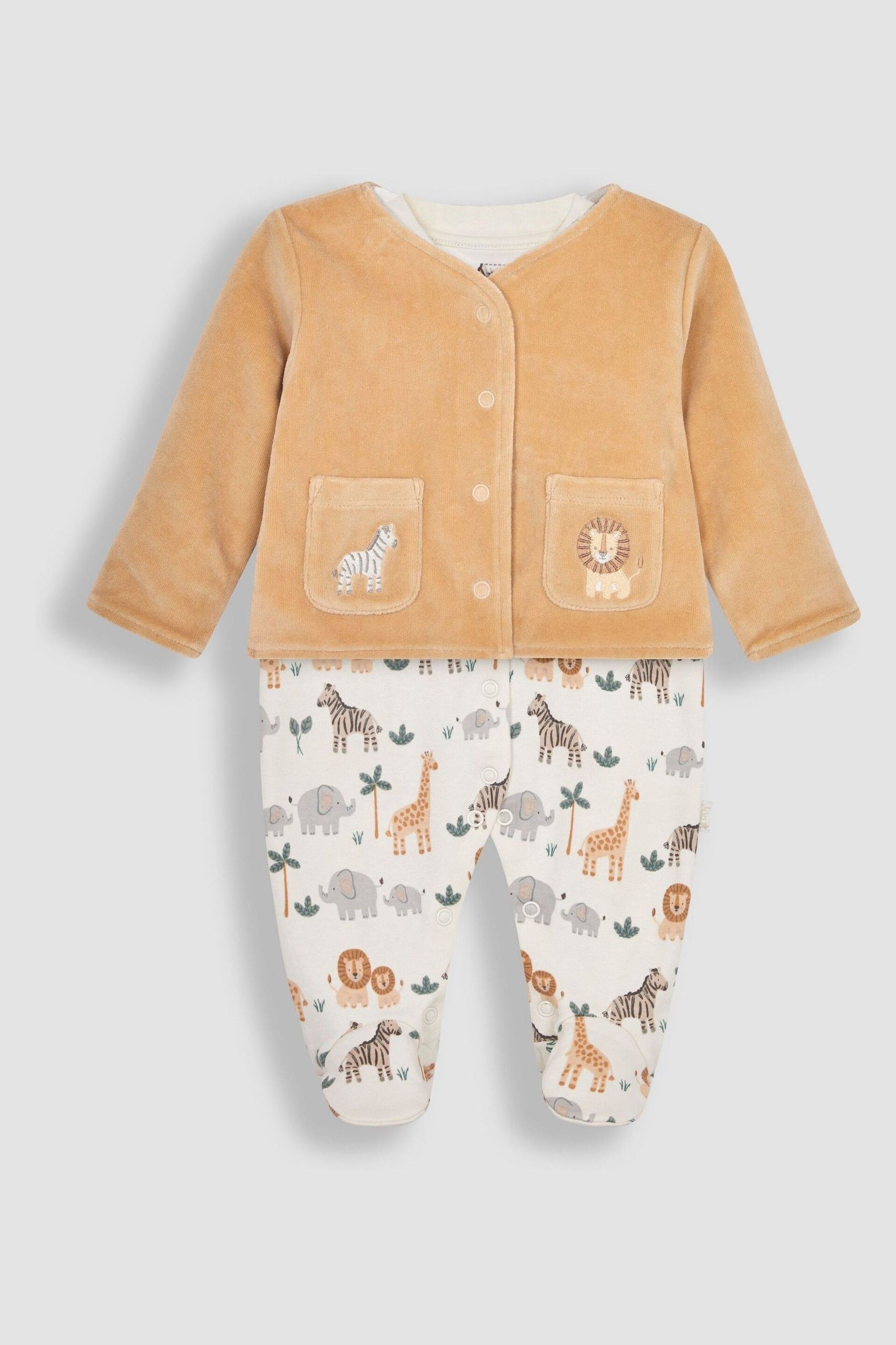 JoJo Maman Bébé Safari 2-Piece Safari Sleepsuit & Jacket Set - Image 3 of 6