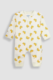 JoJo Maman Bébé Cream Lemon Printed Rib Footless Sleepsuit - Image 1 of 3