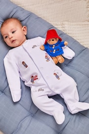 JoJo Maman Bébé White Paddington Embroidered Sleepsuit & Hat Set - Image 1 of 7