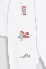 JoJo Maman Bébé White Paddington Embroidered Sleepsuit & Hat Set - Image 5 of 7