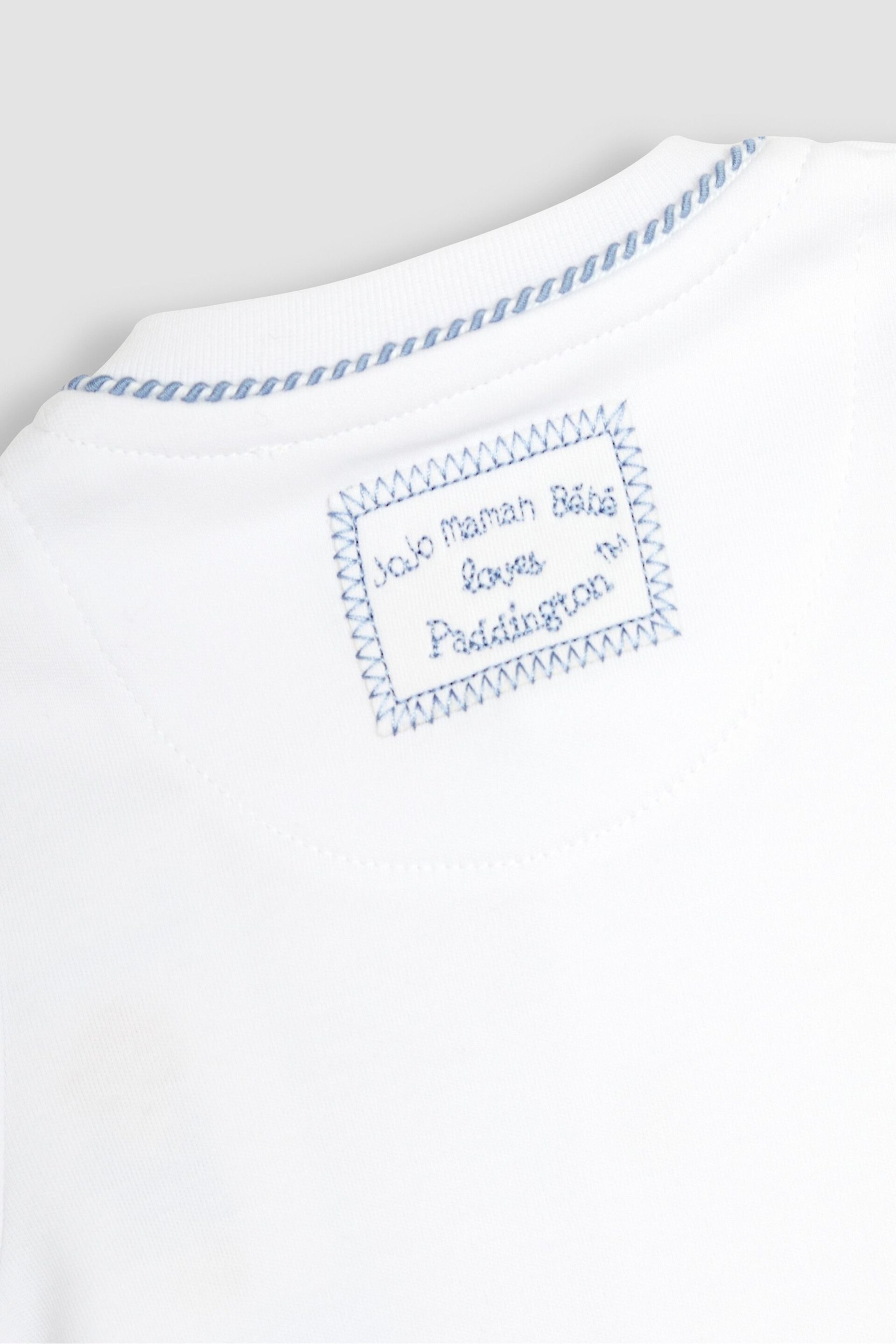 JoJo Maman Bébé White Paddington Embroidered Sleepsuit & Hat Set - Image 7 of 7