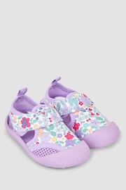 JoJo Maman Bébé Lilac Floral Print Beach & Swim Sandals - Image 1 of 4