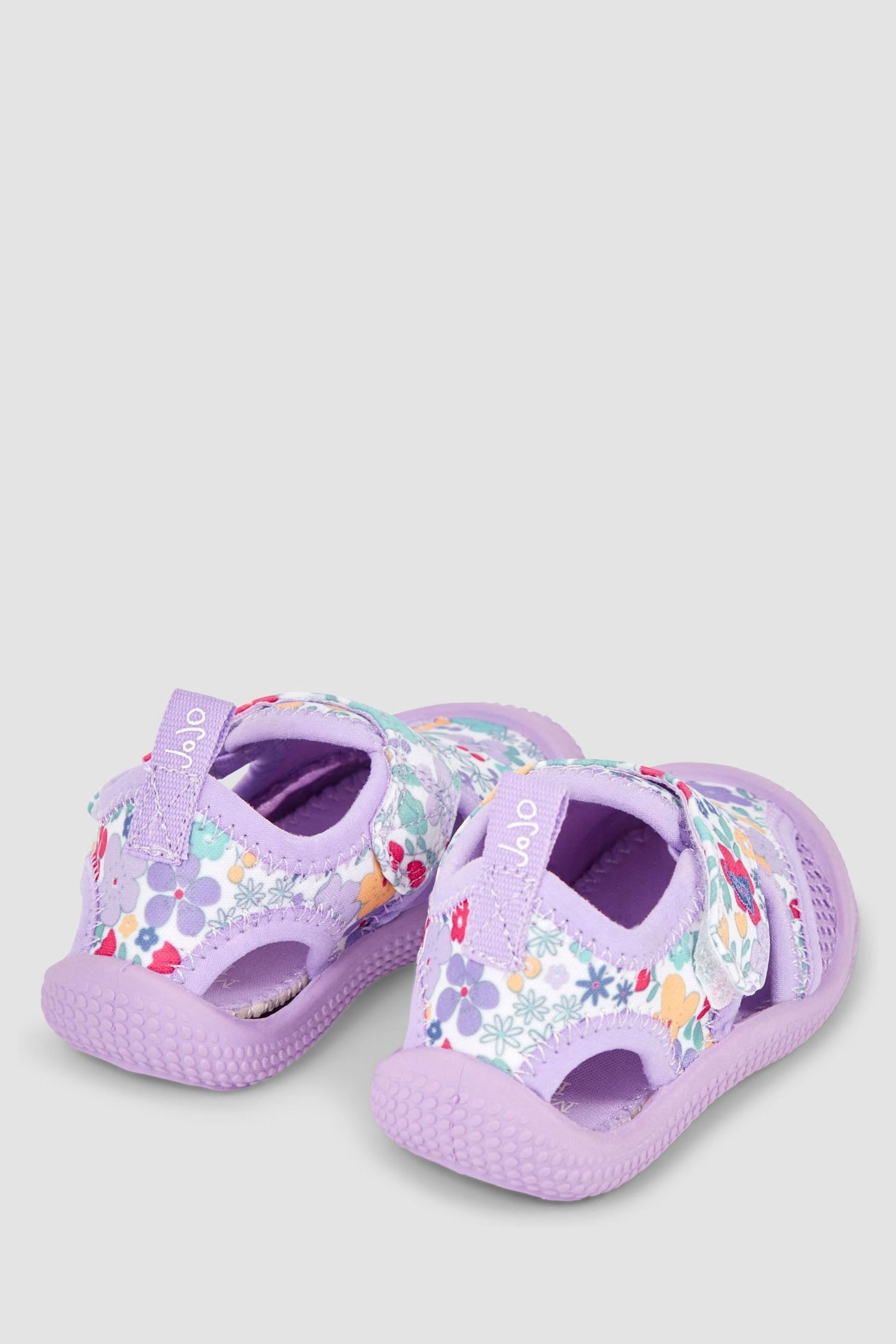 JoJo Maman Bébé Lilac Floral Print Beach & Swim Sandals - Image 2 of 4