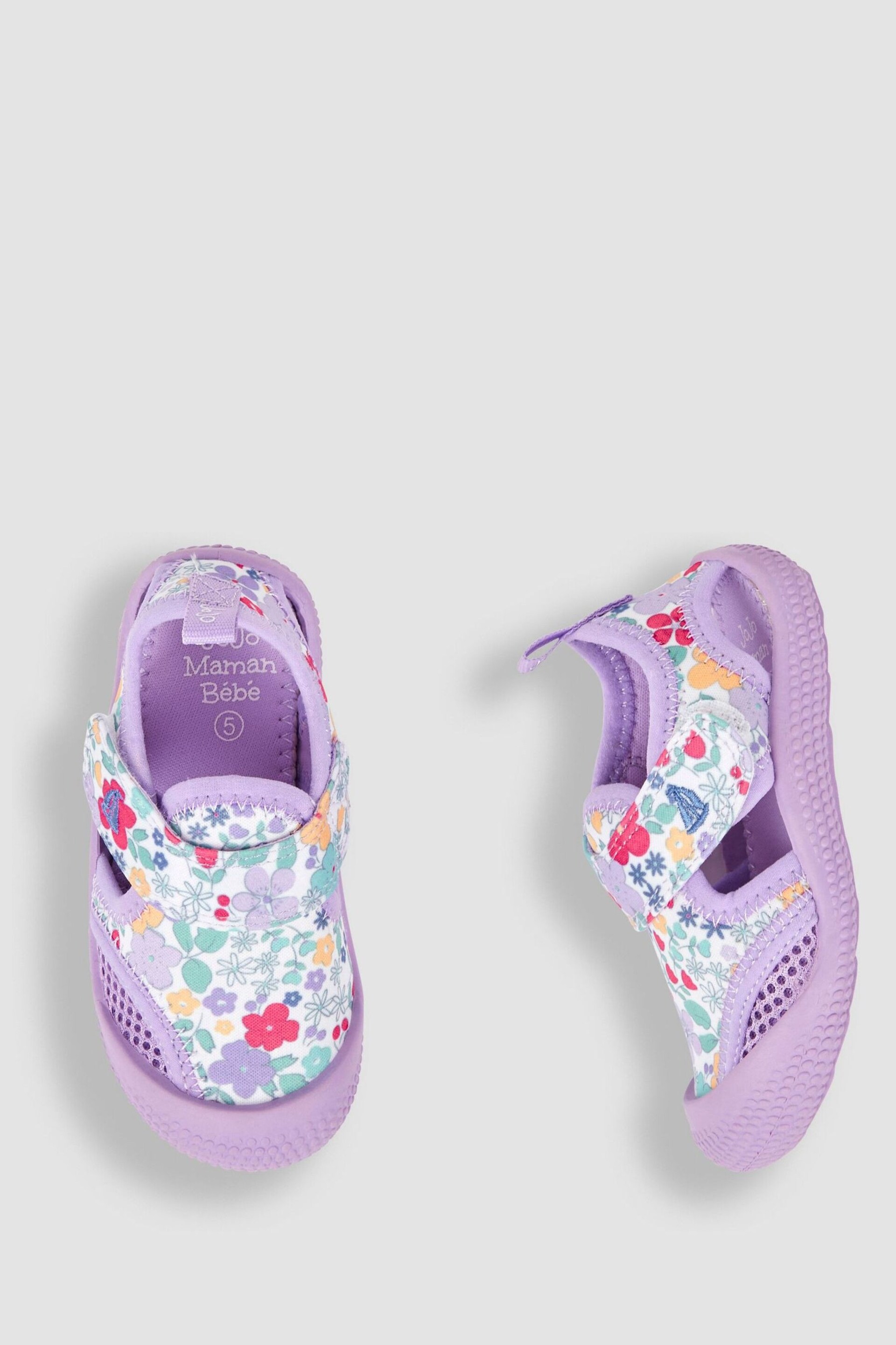 JoJo Maman Bébé Lilac Floral Print Beach & Swim Sandals - Image 3 of 4