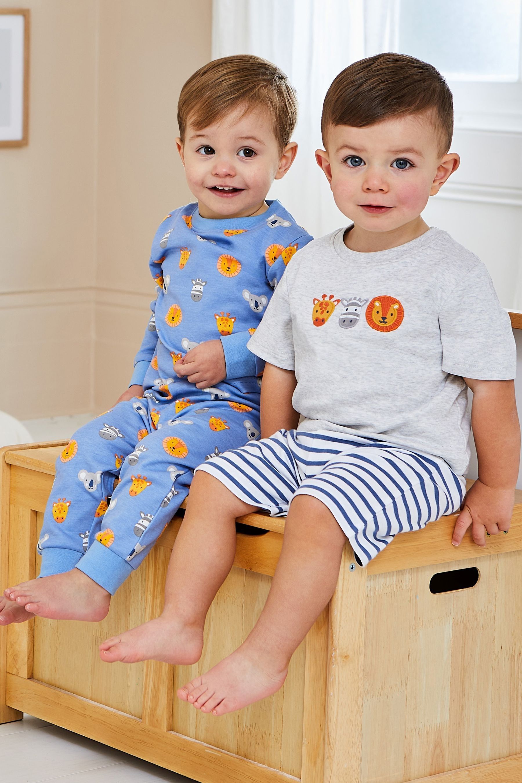 Buy JoJo Maman Bebe Blue 2 Pack Safari Jersey Pyjamas from Next Qatar