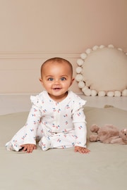 JoJo Maman Bébé Cream Cherry Print Zip Sleepsuit - Image 1 of 6