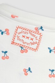 JoJo Maman Bébé Cream Cherry Print Zip Sleepsuit - Image 6 of 6