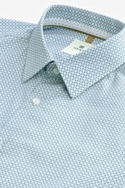 Light Blue Geometric Slim Fit Single Cuff Printed Cotton Shirt - Image 7 of 8