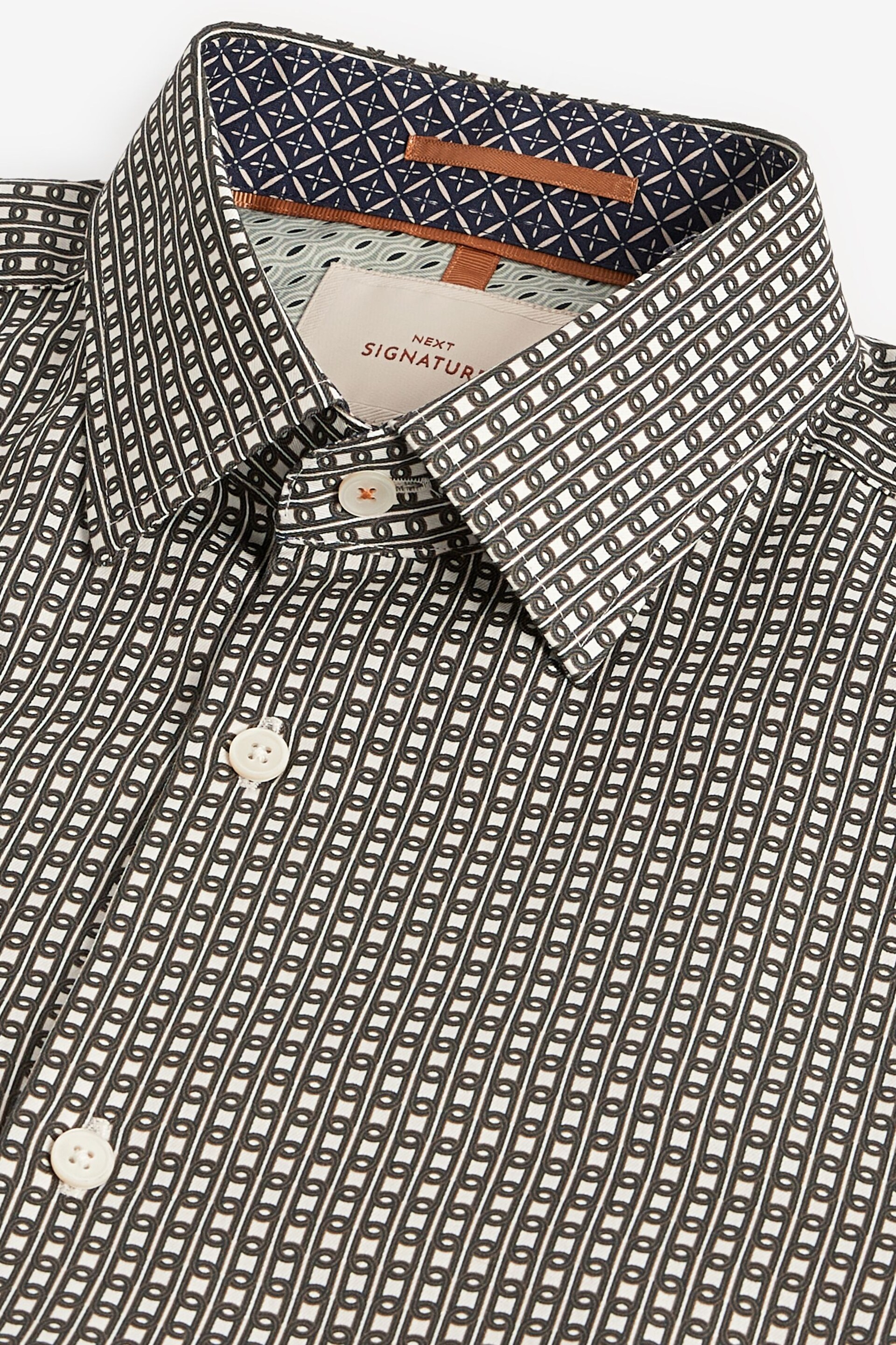 Neutral Brown Geometric Signature Geometric Print Single Cuff Shirt - Image 7 of 8