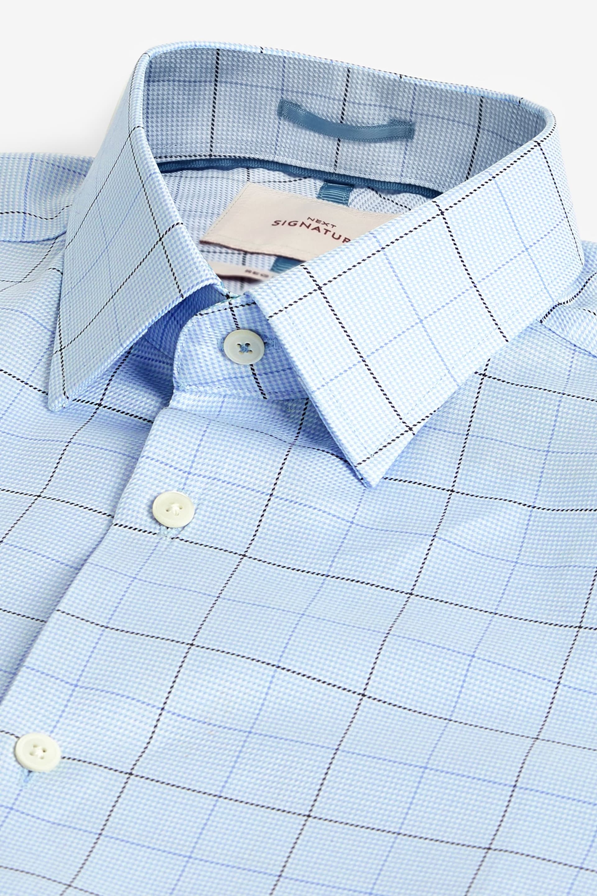 Light Blue Check Regular Fit Single Cuff Signature Shirt - Image 6 of 7
