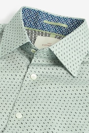 Green Geometric Signature Printed 100% Cotton Shirt - Image 7 of 8