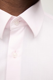 Light Pink Slim Fit Single Cuff Easy Care Textured Shirt - Image 3 of 6