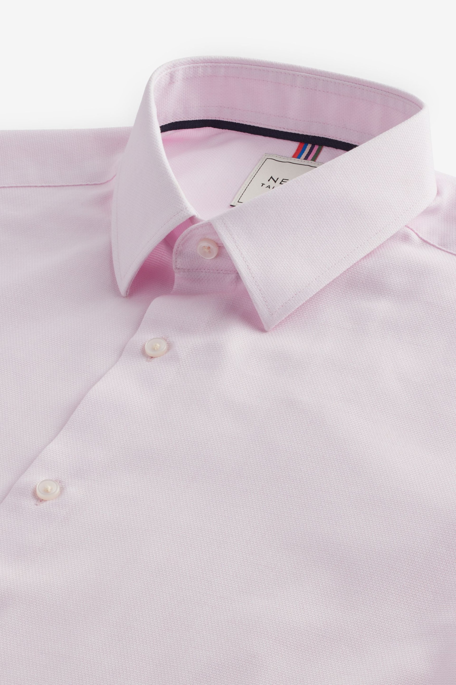 Light Pink Slim Fit Single Cuff Easy Care Textured Shirt - Image 6 of 6