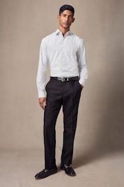 White/Light Blue Geometric Slim Fit Single Cuff Printed Cotton Shirt - Image 2 of 8
