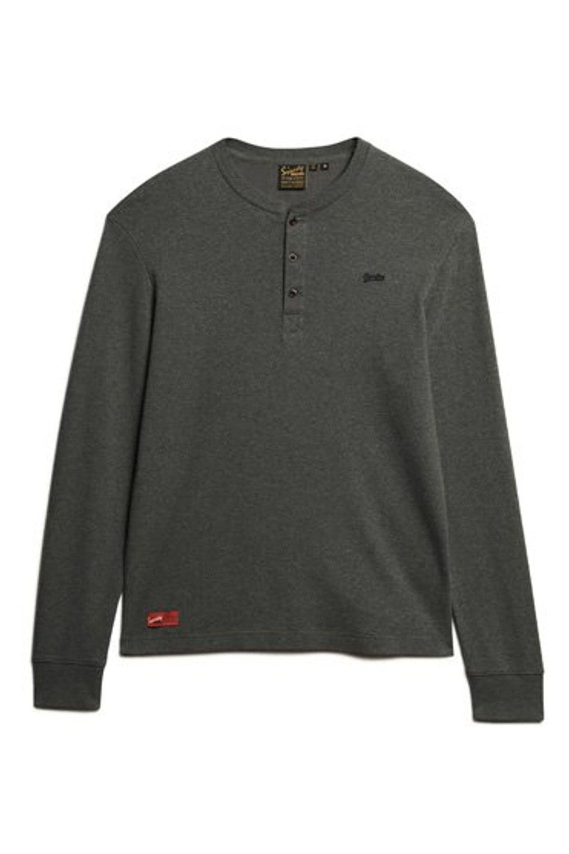 Superdry Grey Vintage Logo Embroidered Henley Top - Image 4 of 6