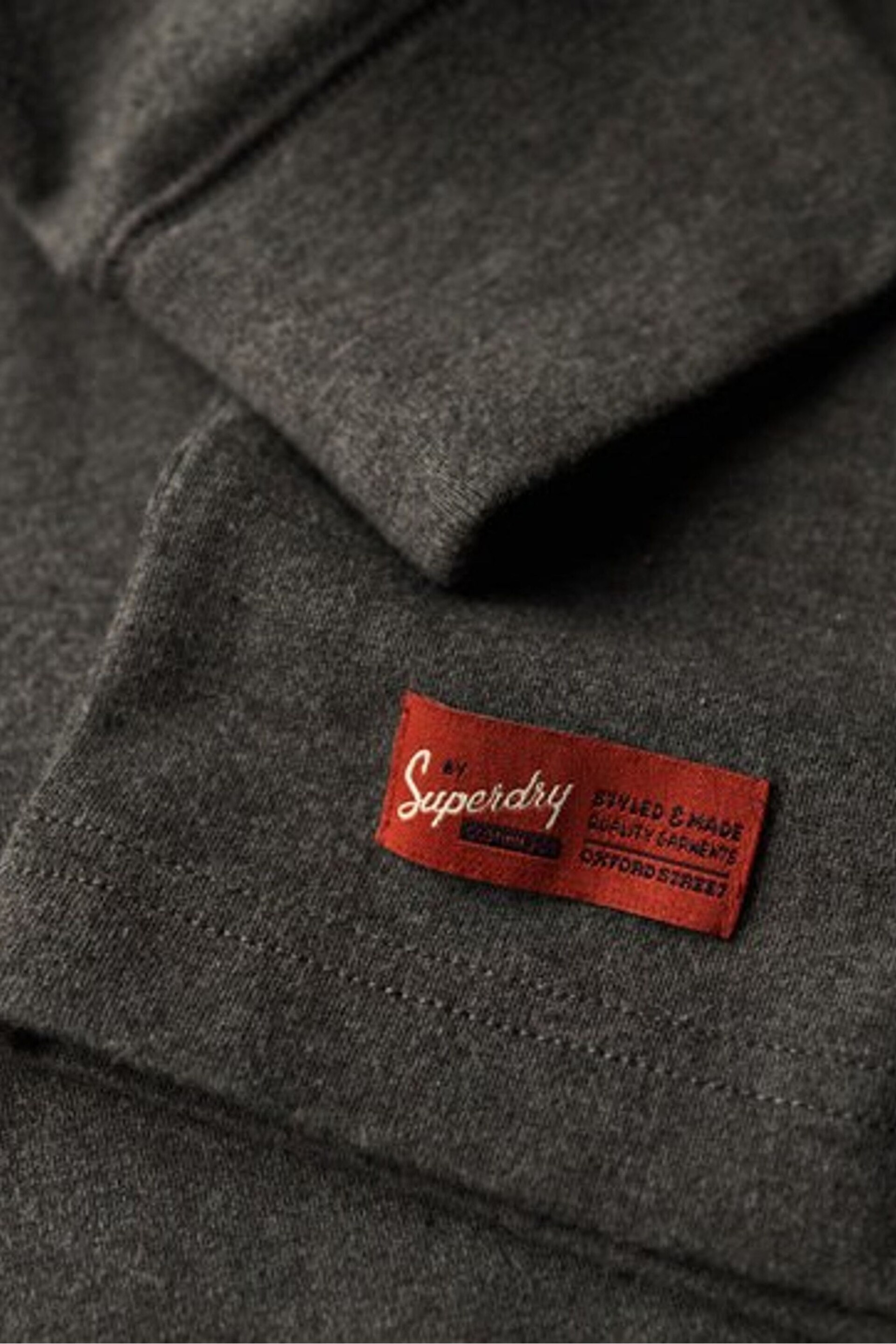 Superdry Grey Vintage Logo Embroidered Henley Top - Image 6 of 6