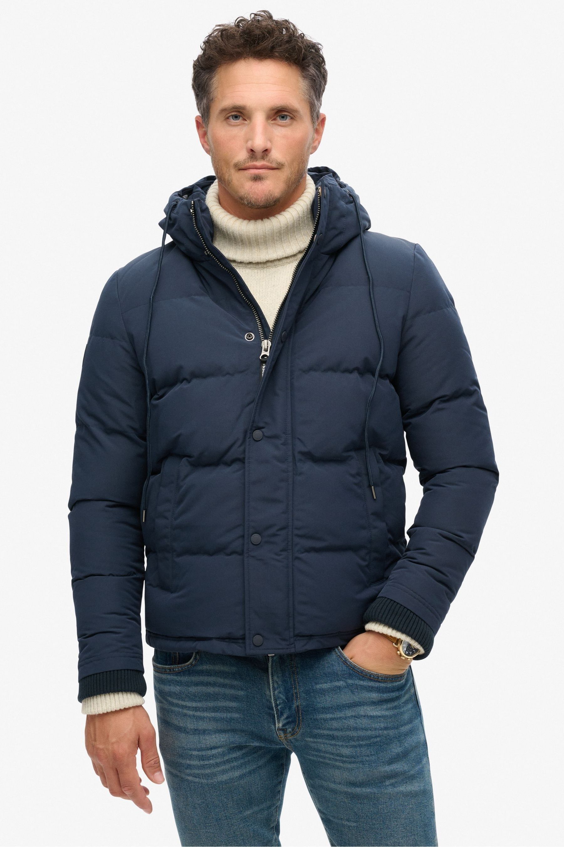 Buy Superdry Blue Everest Hooded Puffer Jacket from Next Oman