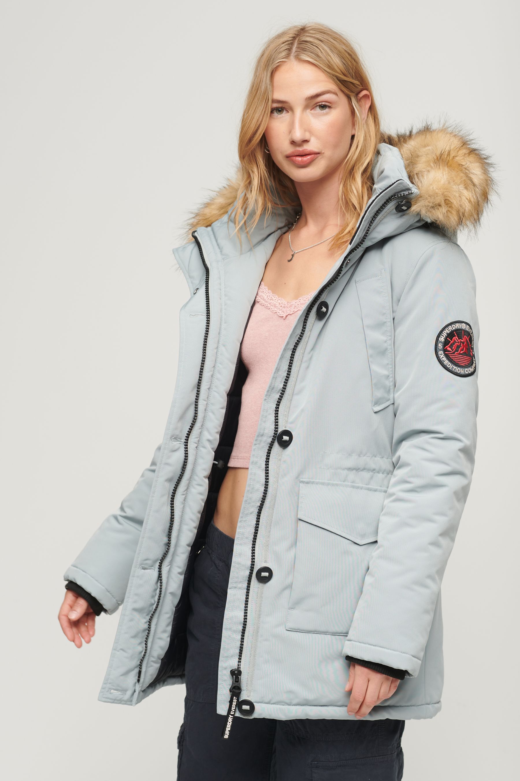 Buy Superdry Blue Everest Faux Fur Hooded Water Repellent Parka Coat from Next United Arab Emirates