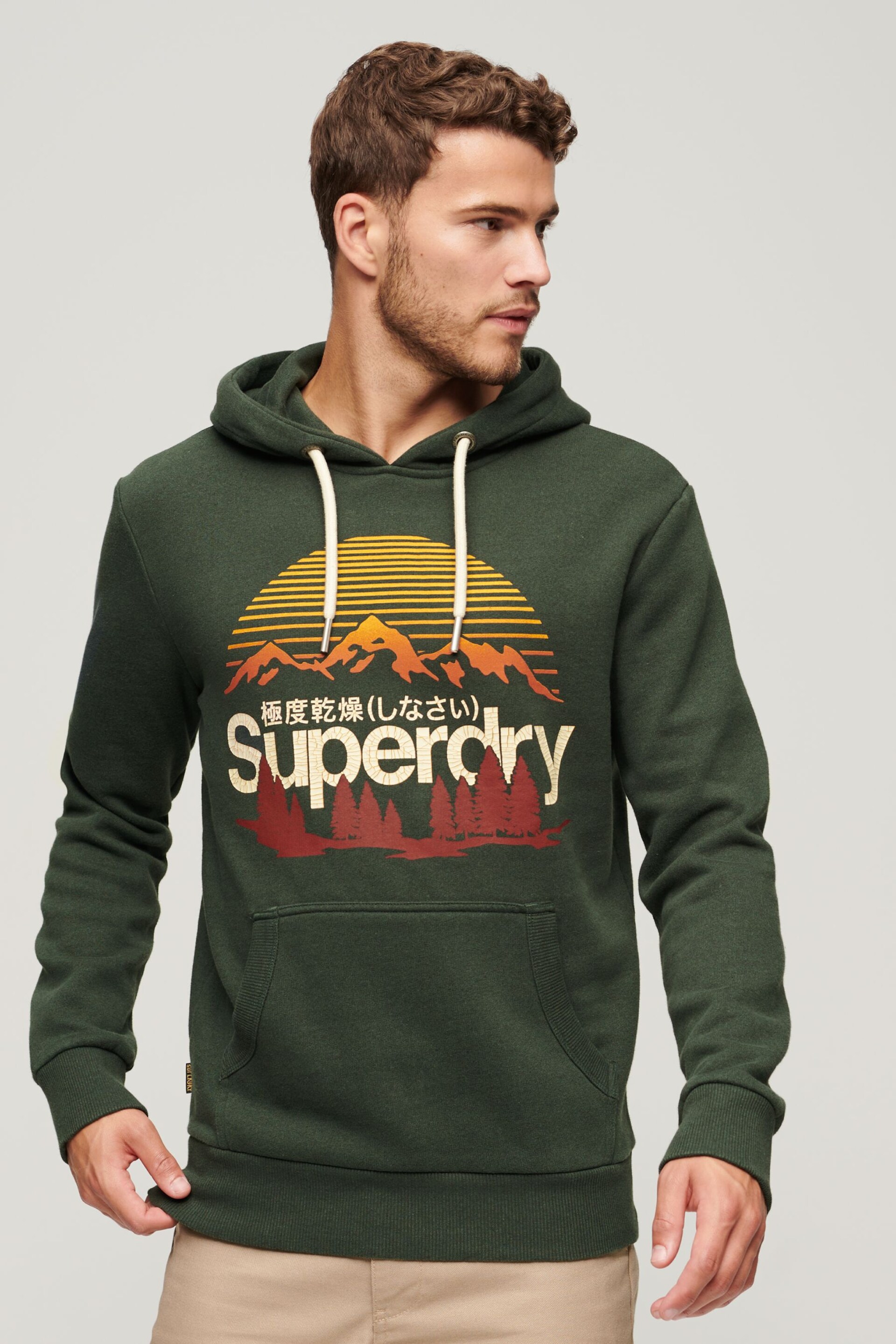 Superdry Green Great Outdoors Logo Print Hoodie - Image 1 of 3
