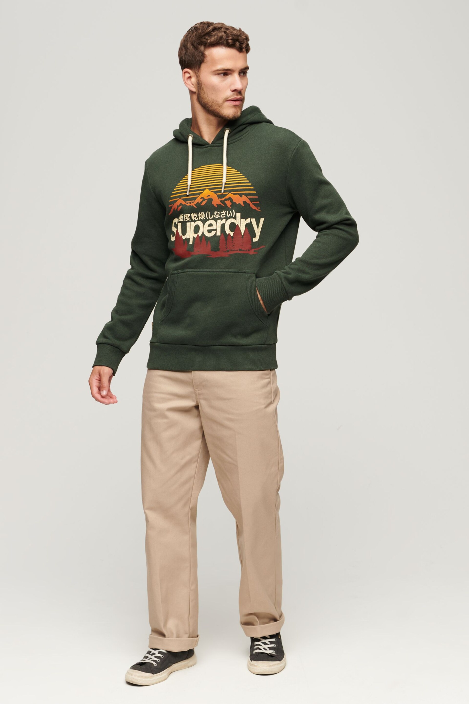 Superdry Green Great Outdoors Logo Print Hoodie - Image 3 of 3