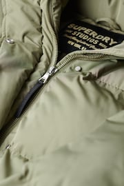 Superdry Olive Green Hooded Longline Puffer Coat - Image 4 of 6