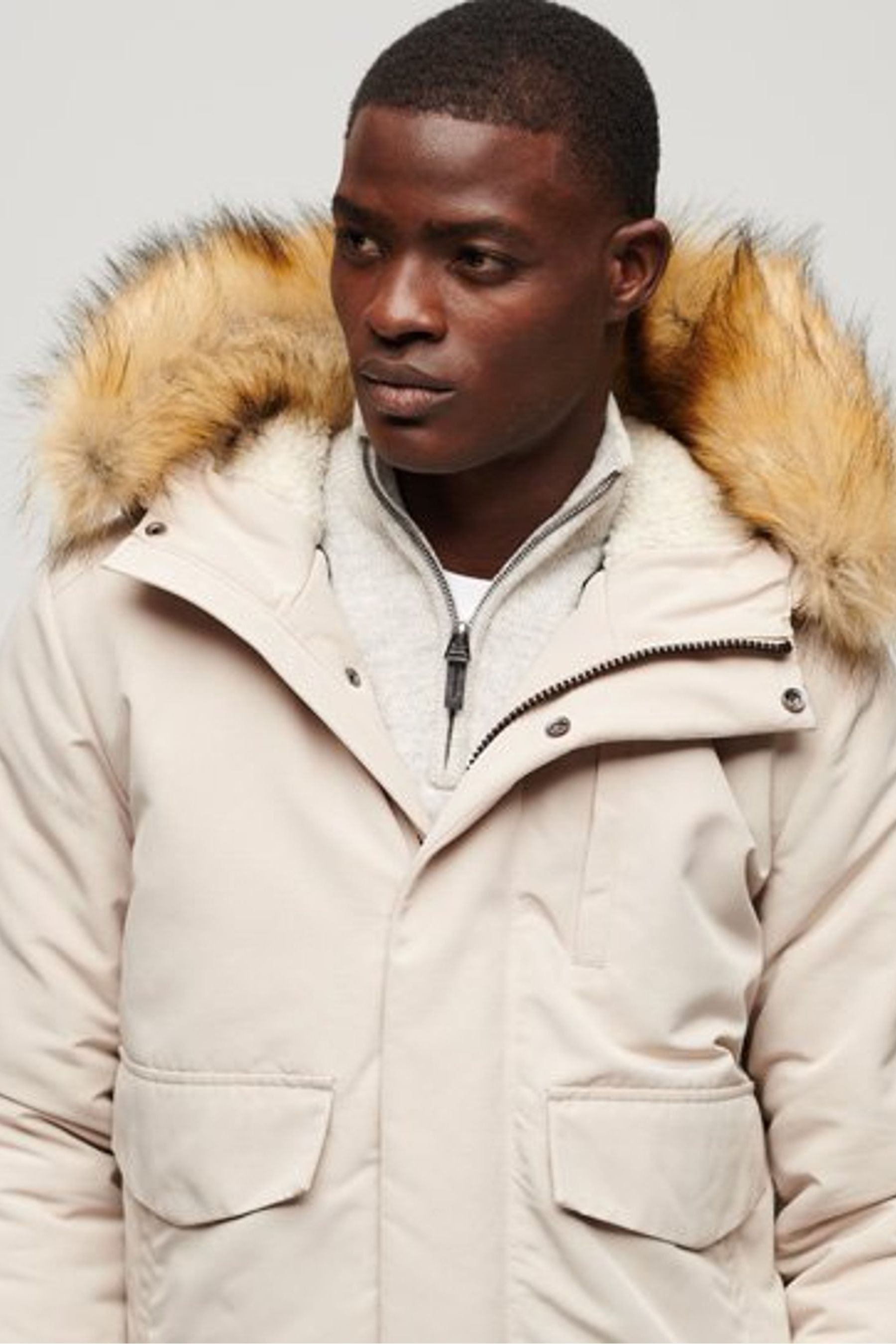 Buy Superdry Nude Hooded Everest Puffer Bomber Jacket from Next USA