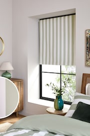 Green/White Stripe Ready Made Blackout Roller Blind - Image 1 of 7