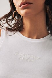 Juicy Couture Rib Jersey Racerback White Tank With Embroidery Branding - Image 4 of 4