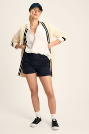 Joules Game Point Cream/Navy Button Through Longline Cable Knit Cardigan - Image 4 of 7