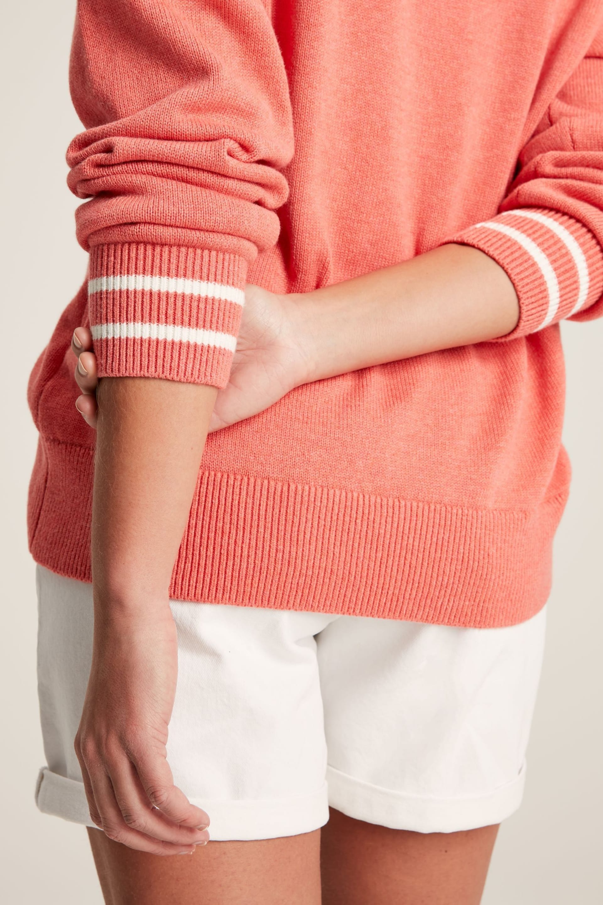 Joules Break Point Coral Knitted Tennis Jumper - Image 7 of 8