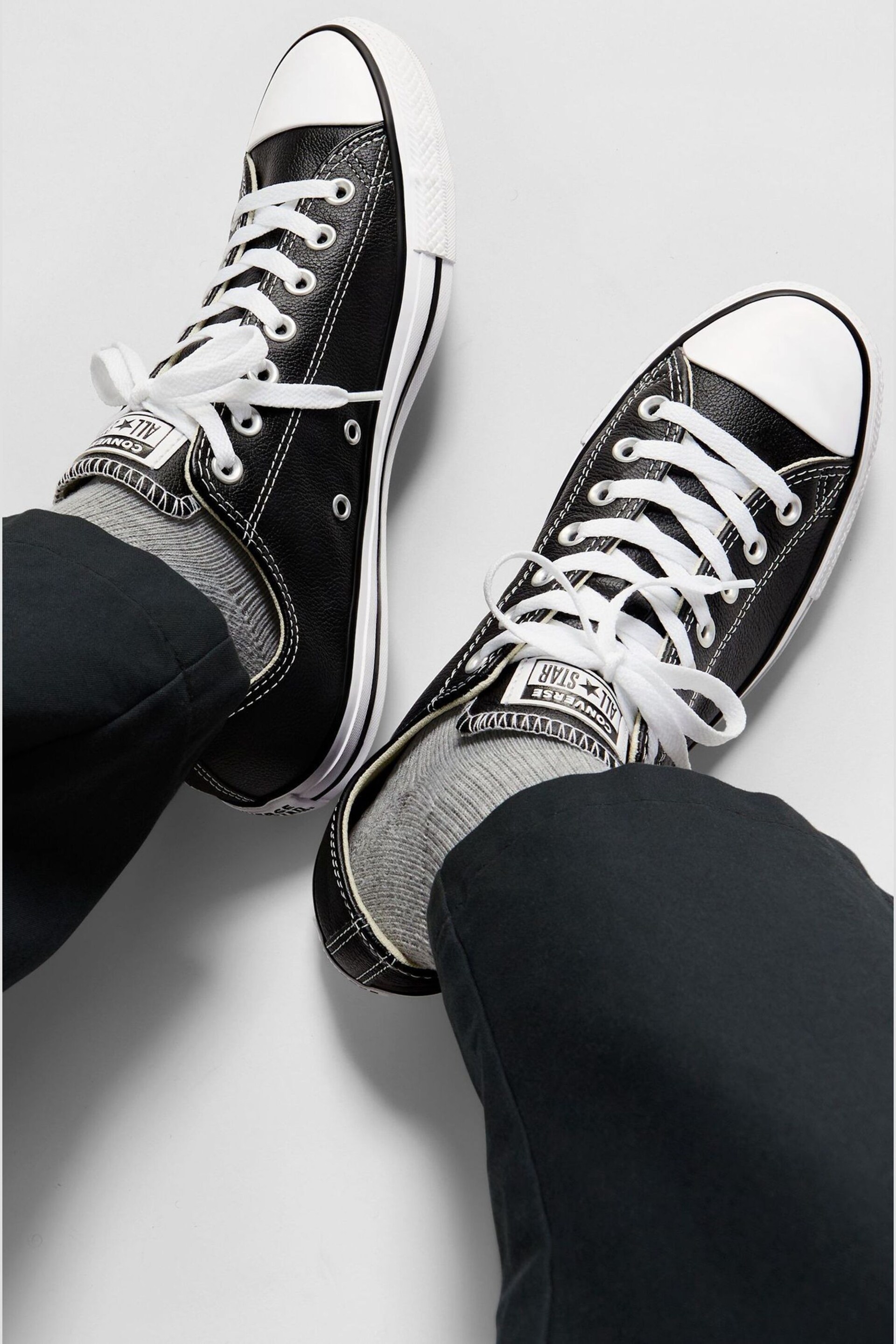 Converse Black Leather Chuck Taylor All Star Low Trainers - Image 2 of 11