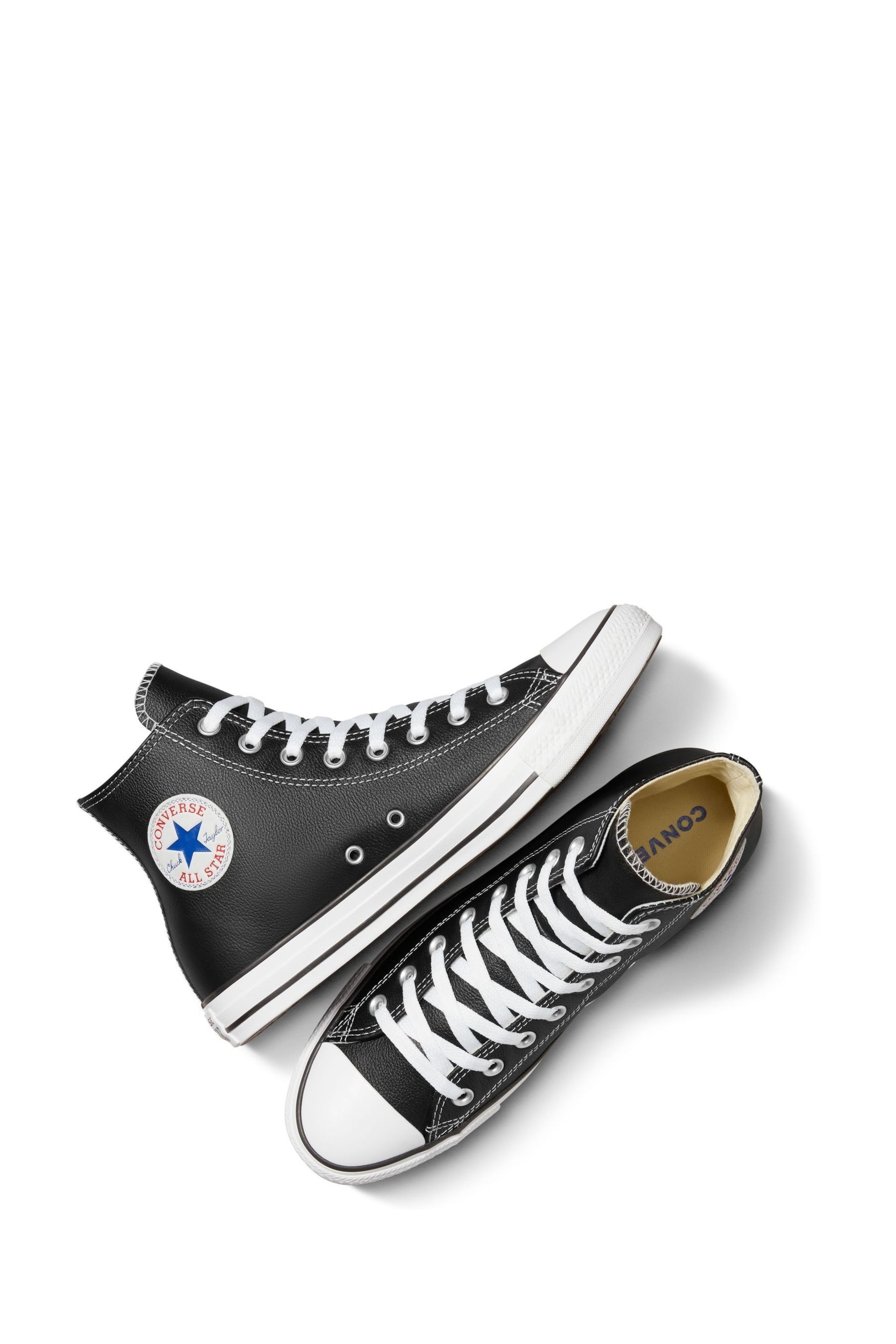 Converse Black Leather Chuck Taylor All Star High Top Trainers - Image 10 of 11