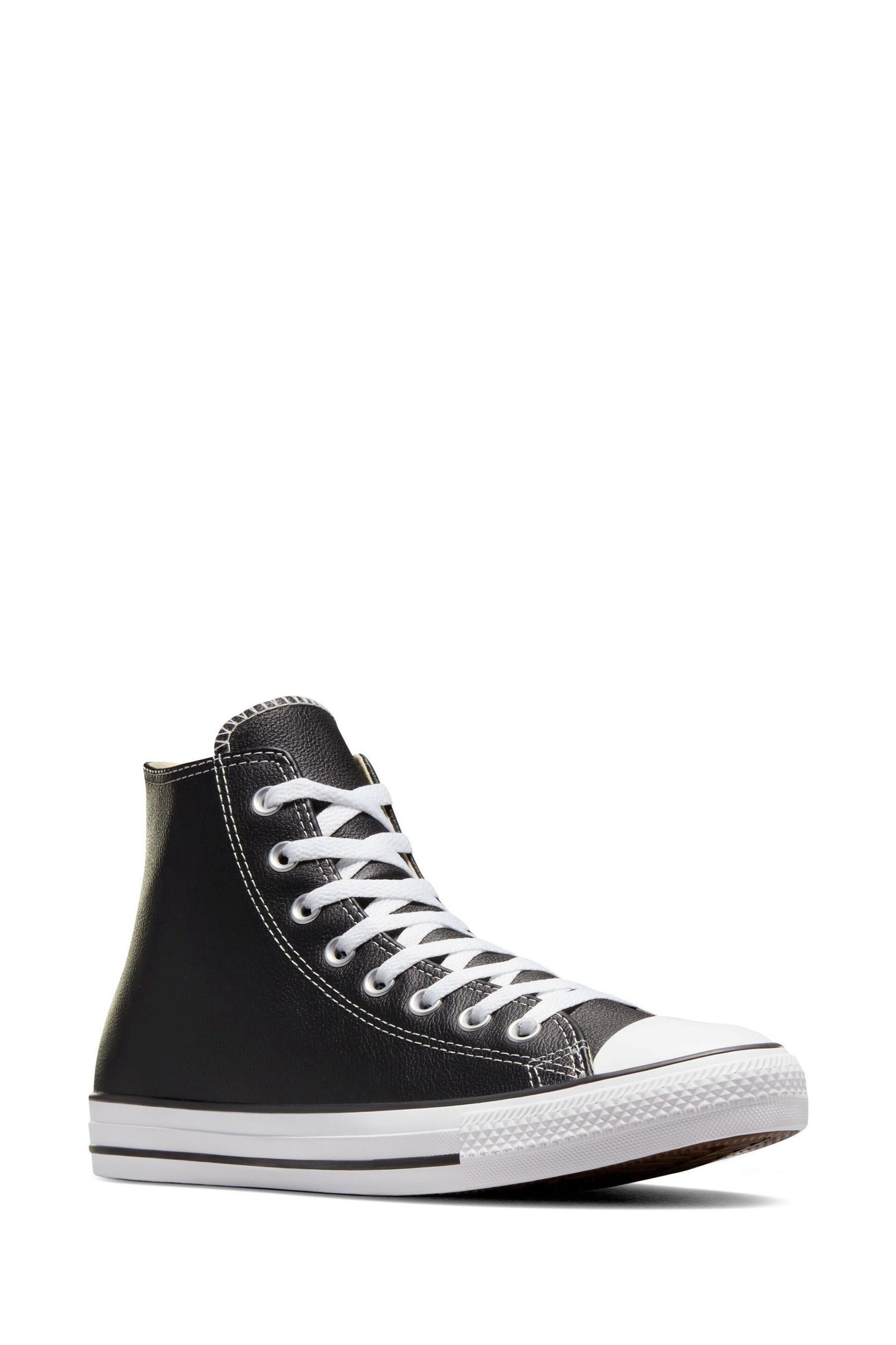 Converse Black Leather Chuck Taylor All Star High Top Trainers - Image 6 of 11