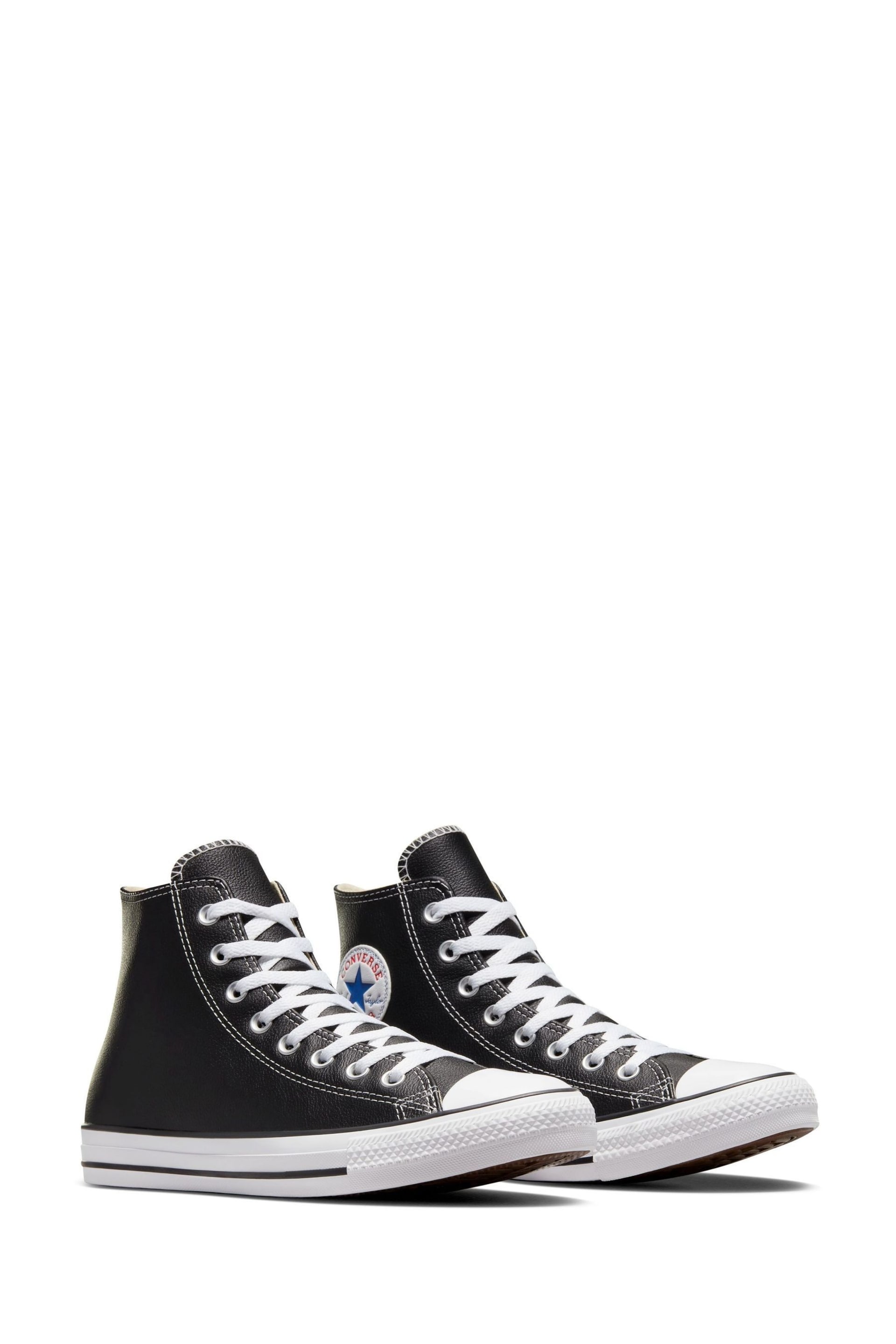 Converse Black Leather Chuck Taylor All Star High Top Trainers - Image 7 of 11