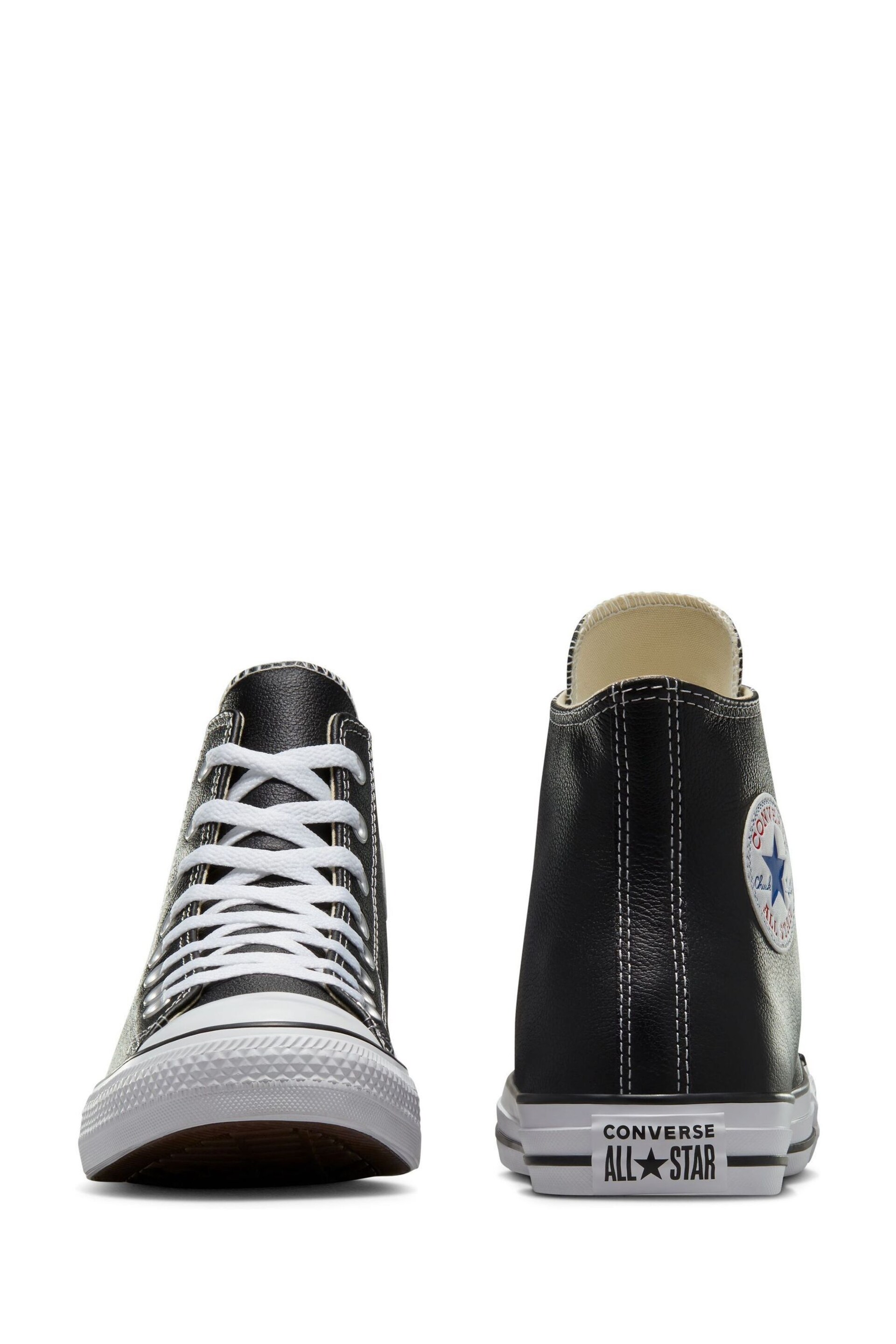 Converse Black Leather Chuck Taylor All Star High Top Trainers - Image 9 of 11