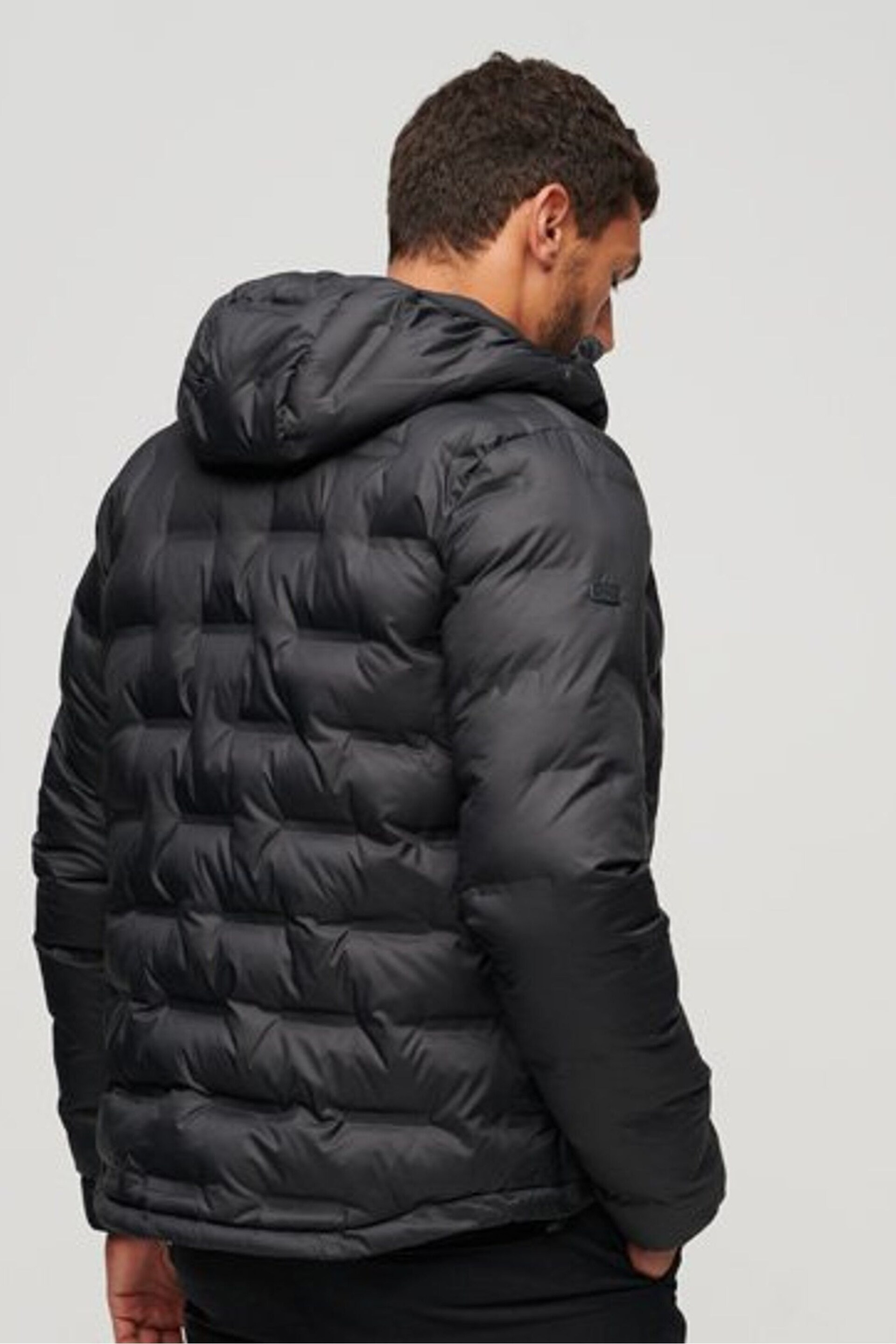 Superdry Black Short Quilted Puffer Jacket - Image 3 of 5