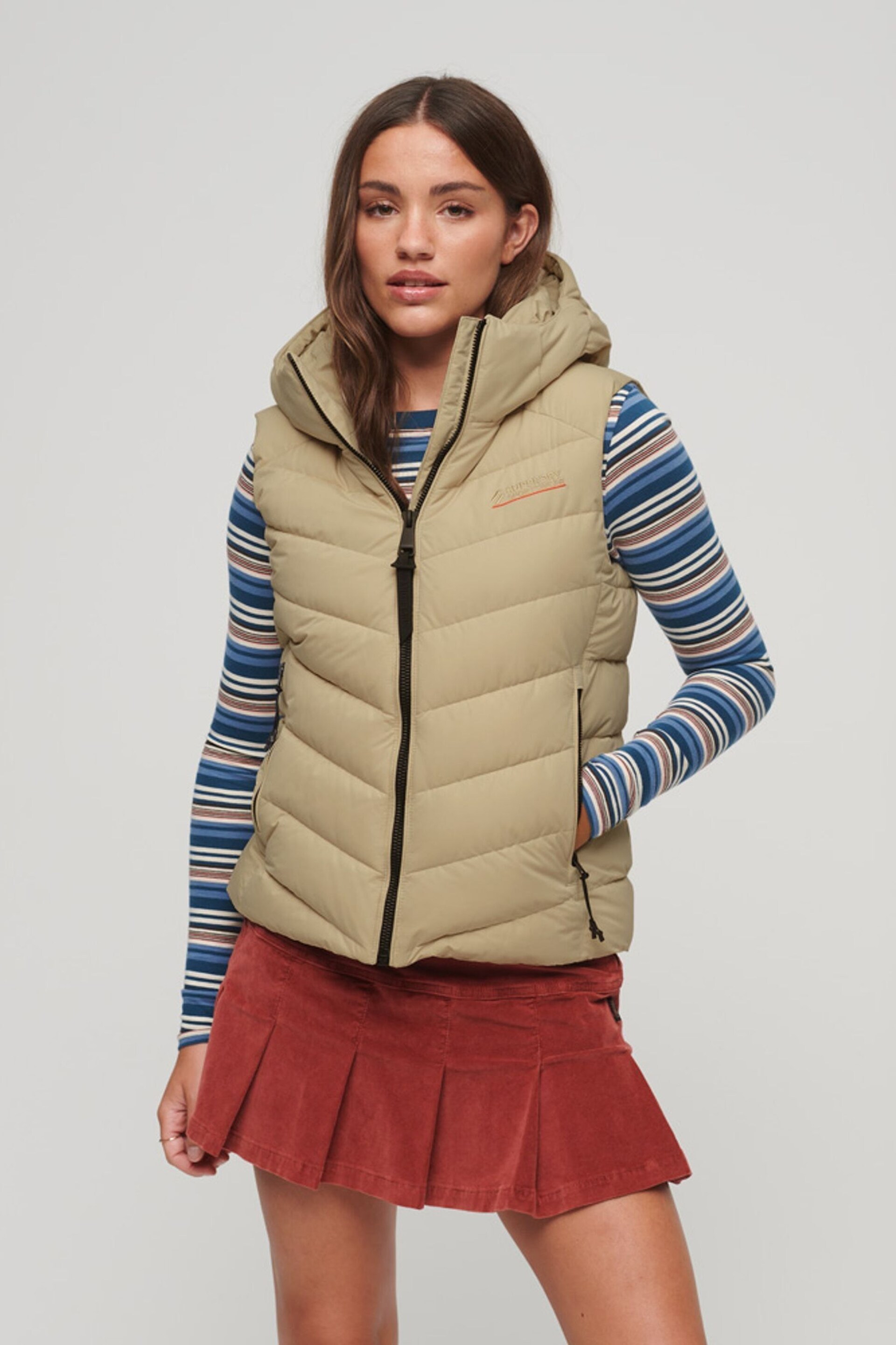 Superdry Nude Hooded Microfibre Padded Jacket - Image 1 of 6