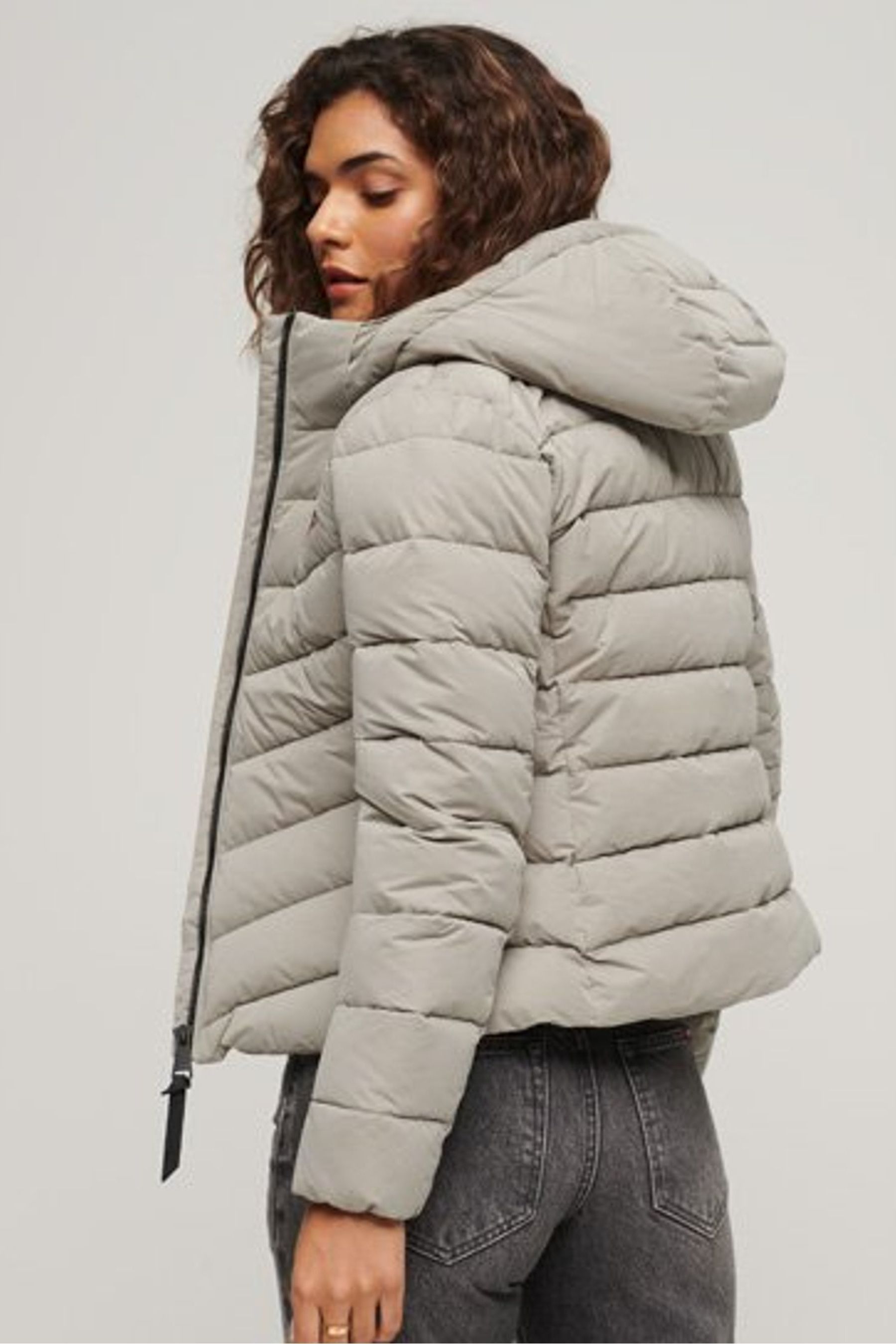 Superdry grey padded coat on sale