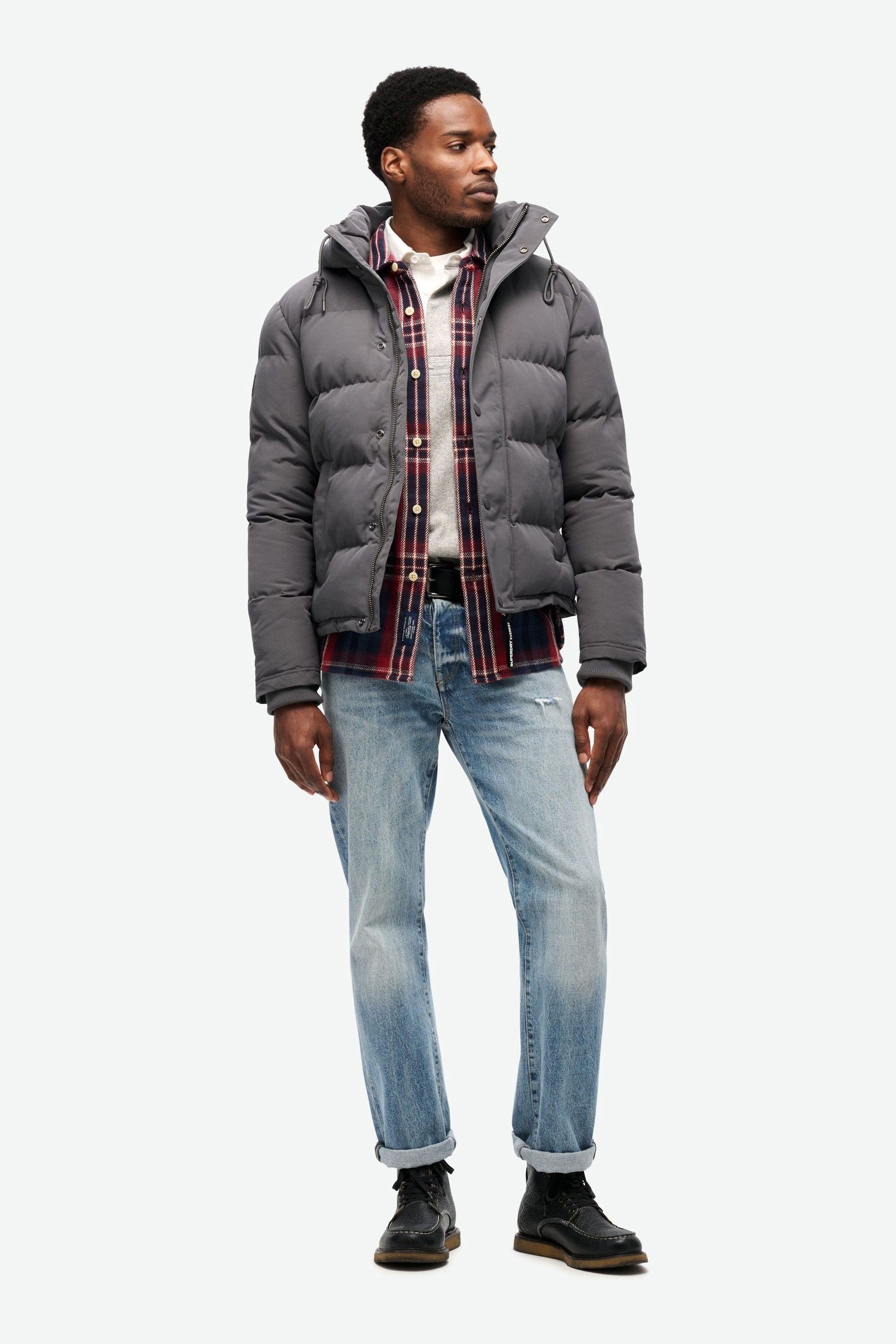 Superdry grey puffer coat discount