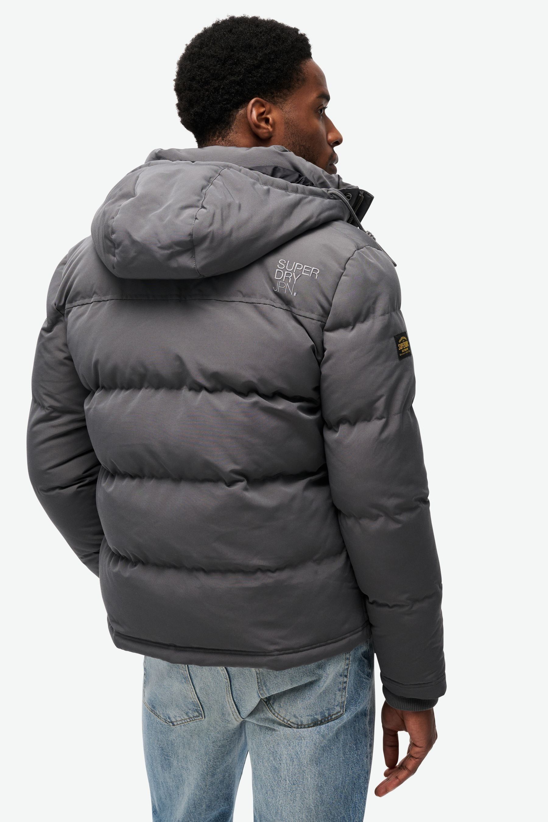Buy Superdry Grey Everest Hooded Puffer Jacket from the Next UK online shop