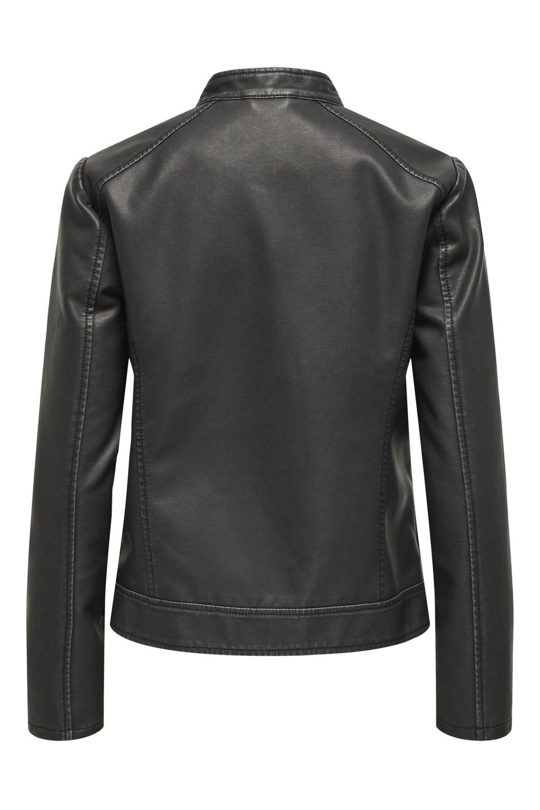 Buy JDY Black Faux Leather Collarless 100 Cotton Jacket from the Next UK online shop