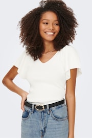 ONLY White Frill Sleeve Top - Image 3 of 5