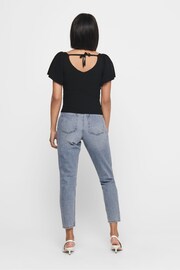ONLY Black Frill Sleeve Top - Image 2 of 5