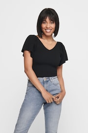 ONLY Black Frill Sleeve Top - Image 3 of 5