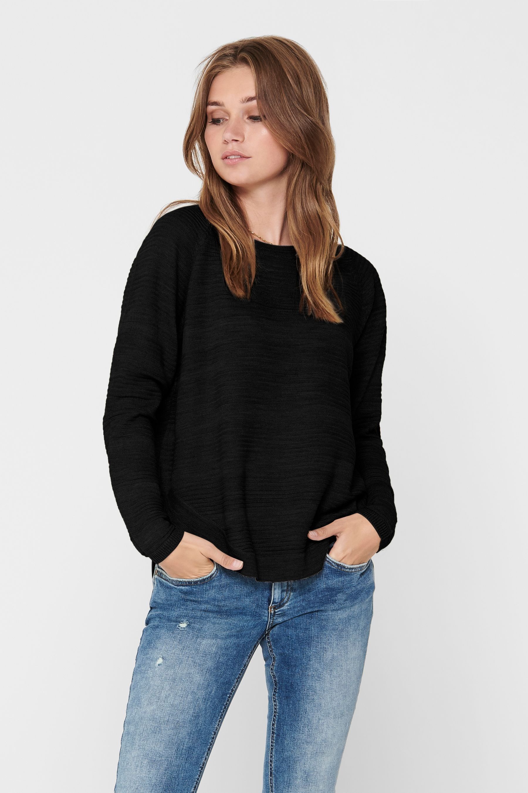 Buy ONLY Black Textured Knitted 100 Cotton Jumper from Next Canada