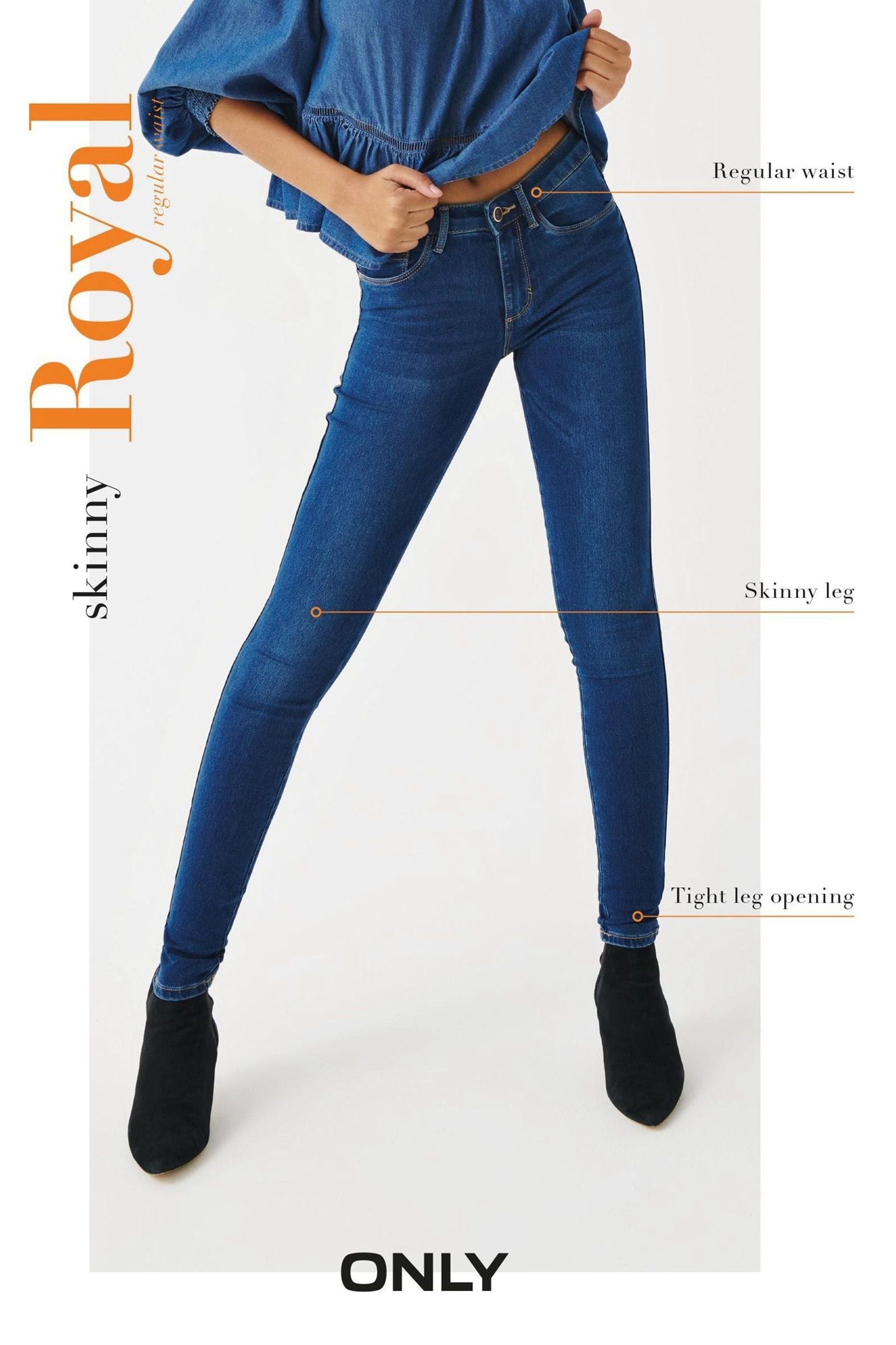 Buy ONLY Black Royal High Waisted Stretch 100 Cotton Skinny Jeans from the Next UK online shop