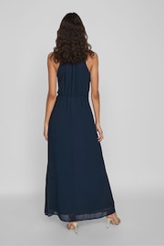 VILA Blue Halter Neck Tulle Maxi Dress - Image 2 of 6